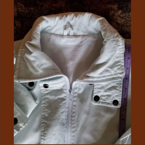 Rare, vintage 80s, pale green, cotton jacket, epaulets, pockets, from England - Picture 5 of 8